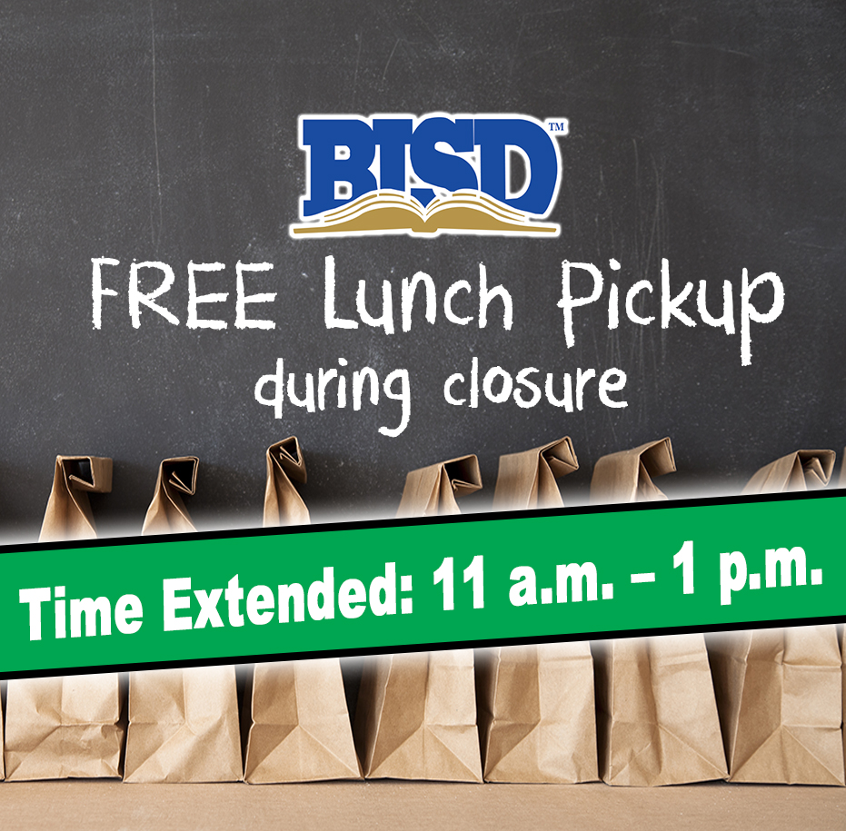 Free Lunch Pickup During CLsoure Time Extended: 11a.m. - 1 p.m.