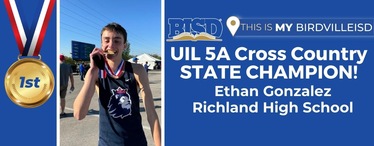 UIL 5A Cross Country State Champion. Ethan Gonzalez Richland High School